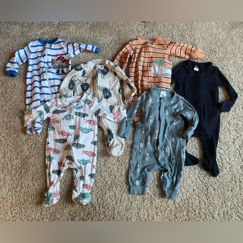 (6) Boys Sleeper Onesies